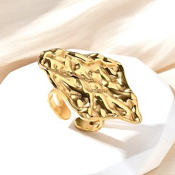 Rhombus 304 открытая манжета из нержавеющей стали для женщин, реальный 18 k позолоченный, ромб, 26.5x39.5 мм, внутренний диаметр: регулируемый