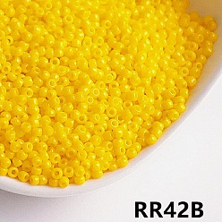 Желтый Непрозрачные 8/0 стеклянные бусины, круглые, желтые, 8/0, 3.5~4x3 мм, Около 300 шт / 10 г