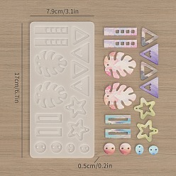 Прозрачный Силиконовые формы, изготовление украшений, формы для литья смолы, для уф-смолы, изготовление ювелирных изделий из эпоксидной смолы, прозрачные, 171x79x5 мм, отверстие : 2 мм, внутренний диаметр: 10.5~41 мм