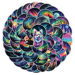 (52) Непрозрачная лаванда 50шт. Северное сияние ПВХ самоклеящиеся наклейки с героями мультфильмов, водонепроницаемые круглые лесные наклейки для детского творчества, бутылка, декор багажа, разноцветные, 40~55 мм