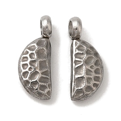 Нержавеющая Сталь Цвет Не тускнеющие 304 подвески из нержавеющей стали, , полукруглый шарм, цвет нержавеющей стали, 10.5x4x3 мм, отверстие : 1.6 мм