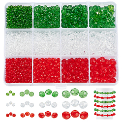 (52) Непрозрачная лаванда 1920 шт. 4 стили рождественские стеклянные бусины нити, граненые, рондель, разноцветные, 2.3~8x2~6 мм, отверстие : 0.4~1 мм