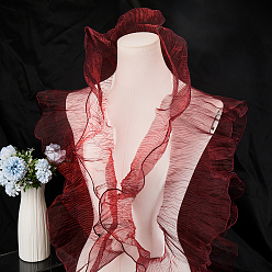 Темно-Красный 10 ярдов прозрачного полиэстера с плиссированной кружевной отделкой, кружевная лента с рюшами для аксессуаров к одежде, темно-красный, 5-7/8 дюйм (150 мм)