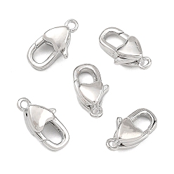 Platinum SHEGRACE Brass Lobster Claw Clasps, Heart, Lead Free & Cadmium Free & Nickel Free, Platinum, 12x6x4mm, Hole: 1.2mm