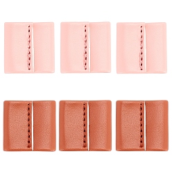 Mixed Color 6 Pcs 2 Colors PU Leather String Slide String Keeper, for Bucket Bag, Square, Mixed Color, 25/31x25/31x5mm, Hole: 12mm, 2pcs/color