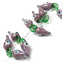 Розово-Коричневый Ручной работы бусины прядь, слезинка со сглаза, розово-коричневый, 30x10x11 мм, отверстие : 5x4 мм, около 20 шт / нитка, 8.66 дюйм (22 см)