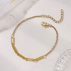 Настоящее золото 18K 201 из нержавеющей стали ссылка браслеты, 304 женские браслеты-цепочки из нержавеющей стали, овальные, реальный 18 k позолоченный, 7.20 дюйм (18.3 см)