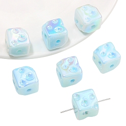 Светло-Синий 5 непрозрачные акриловые бусины, сыр, голубой, 14x14x14 мм, отверстие : 2.5 мм