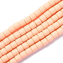Light Salmon Handmade Polymer Clay Bead Strands, Column, Light Salmon, 6.5x6mm, Hole: 1.2mm, about 61pcs/strand, 15.75 inch(40cm)