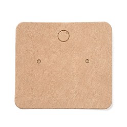 Цвет Древесины Пустые карточки для демонстрации сережек из крафт-бумаги, прямоугольные, деревесиные, 4.5x5x0.05 см, отверстие : 1.5 мм