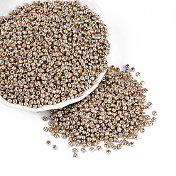 Золотистый 8/0 стакан бисер, стиль цвета металлик, круглые, золотые, 8/0, 3 мм, отверстие : 1 мм, Около 10000 шт / фунт