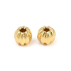Real 18K Gold Plated Brass Beads, Pumpkin, Rack Plating, Long-Lasting Plated, Lead Free & Cadmium Free, Real 18K Gold Plated, 3x3mm, Hole: 0.8mm