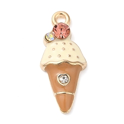 Кукурузный Шелк Подвески из эмалевого сплава с покрытием из легкого золота, со стразами, долговечный, очарование мороженого, цвет колоса кукурузы, 22.5x9.5x3.5 мм, отверстие : 1.6 мм