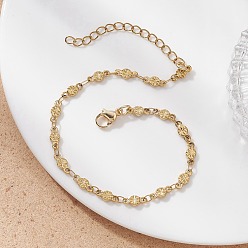 Золотой 304 женские браслеты-цепочки со звеньями из нержавеющей стали, плоские круглые с цветком, золотые, 7-1/2 дюйм (19 см).