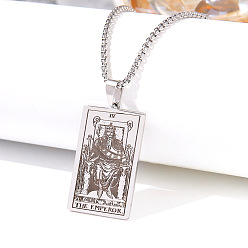 Нержавеющая Сталь Цвет Ретро хип-хоп 304 ожерелья с подвесками таро из нержавеющей стали для мужчин, цвет нержавеющей стали, 24.02 дюйм (61 см)