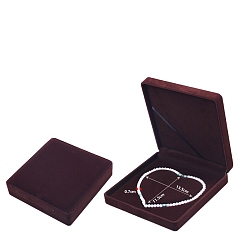 Кокосово-Коричневый Бархат ожерелье коробки, коробка для упаковки ювелирных изделий, квадратный, кокосового коричневый, 19x19x4 см