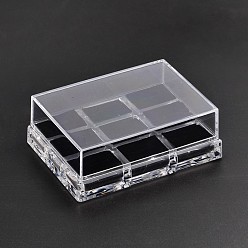 Claro Cajas orgánicos cuboides anillo pantalla de cristal, con velour, 9 compertments, Claro, 11x8x4 cm