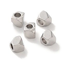 Платинированный Латунные бусины, без кадмия, без никеля и без свинца, неправильная геометрия, Реальная платина, 4x4x4 мм, отверстие : 2 мм