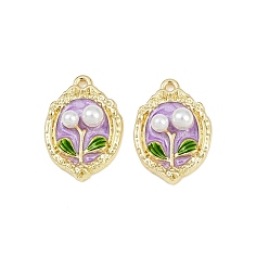 Oval Подвески из эмали и сплава, с абс пластмассовыми шариками, стойки покрытие, без кадмия и без свинца, золотые, овальные, 25x17.5x6 мм, отверстие : 1.6 мм