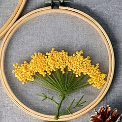 Flower DIY Transparent Fabric Embroidery Kits, with Polyurethane Elastic Fibre and Plastic Frame & Iron Needle & Colored Thread, Flower Pattern, 21x20x0.9cm, Inner Diameter: 18cm