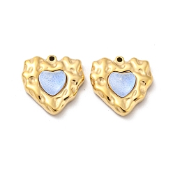 Real 14K Gold Plated 304 Stainless Steel Pendants, with Rhinestone, Heart Charm, Real 14K Gold Plated, 19x18x7mm, Hole: 1.2mm