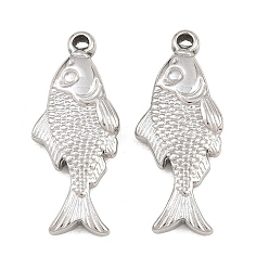 Color de Acero Inoxidable 304 colgantes de acero inoxidable, encantos de pescado, color acero inoxidable, 28x12x4 mm, agujero: 1.4 mm