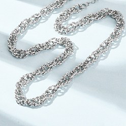 Stainless Steel Color 6MM 304 Stainless Twisted Rope Chain Necklaces, Tarnish Free, Stainless Steel Color, 15.94 inch(40.5cm)