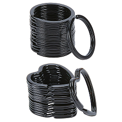 Electrophoresis Black 40 шт. 2 стили железные сплит-брелки для ключей, брелок для ключей, Сердце & кольцо, электрофорез черный, Кольцо: 30 mm, Сердце: 31x30.5x3 mm, 20 шт / стиль