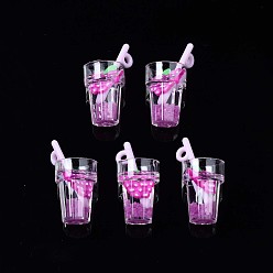 Винограды Подвески из смолы с имитацией фруктового чая, серебристая пудра и полимерная глина внутри, с акриловой чашкой, виноградный узор, 25~28.5x12.5 мм, отверстие : 1.8 мм