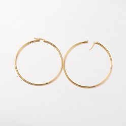 Real 18K Gold Plated 304 Stainless Steel Hoop Earrings, Hypoallergenic Earrings, Ring Shape, Real 18K Gold Plated, 70x2mm, 12 Gauge, Pin: 1x0.7mm
