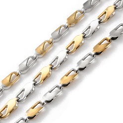 Золотой & Цвет Нержавеющей Стали 304 цепи овальные из нержавеющей стали, ионное покрытие (ip), несварные, с катушкой, золотые и нержавеющая сталь цвет, 7x2.5x1.5 мм