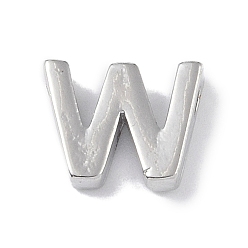 Letter W Латунные подвески, без кадмия, без никеля и без свинца, письмо амулеты, платина, Буква W, 8.5x10x3 мм, отверстие : 1.5 мм