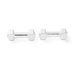 Argent Perles en alliage, plaqué longue durée, haltère, argenterie, 17x6.5x6mm, Trou: 1.9mm