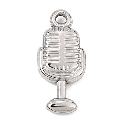 Stainless Steel Color 304 Stainless Steel Pendants, Microphone Charms, Stainless Steel Color, 22x10x3mm, Hole: 2mm