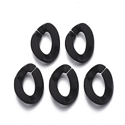 Черный Окрашенные распылением пластиковые соединительные кольца ccb, разъемы для быстрой связи, для изготовления ювелирных цепочек, твист, чёрные, 23x16x5.5 мм, внутренний диаметр: 6x13 мм