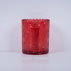 Красный Подсвечники из рельефного стекла, идеальное украшение для домашней вечеринки, колонка, красные, 7.5x9 см