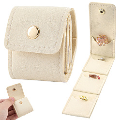 Бежевый 1рулоны для ювелирных изделий из искусственной кожи, кольца ожерелья серьги браслеты, бежевые, 5.5x4.4x1.7 см