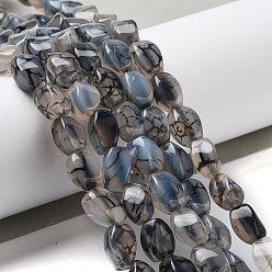 Темно-Серый Природных вены драконов агат бисер нитей, окрашенная и подогревом, твист, темно-серый, 12x8x8 мм, отверстие : 1.2 мм, около 33 шт / нитка, 16.34'' (41.5 см)