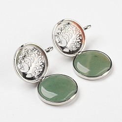 Флюорит Природного флюорита подвески, С выводами медальона из медных рассеивателей, плоские круглые с деревом, 31x25x8 мм, отверстие : 4 мм