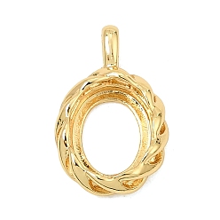 Oval Brass Pendant Cabochon Settings, Open Back Settings, Real 18K Gold Plated, Oval, 17x11x2.5mm, Hole: 3x2mm, Tray Size: 10x8mm