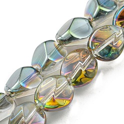 Dark Sea Green Half Rainbow Plated Electroplate Transparent Glass Beads Strands, Faceted Polygon, Dark Sea Green, 7.5x6x6.8mm, Hole: 1mm, about 90pcs/strand, 26.85 inch(68.2cm)