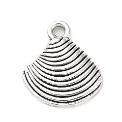 Antique Silver Tibetan Style Alloy Pendants, Shell Charm, Antique Silver, 15x13x2mm, Hole: 1.8mm, about 943pcs/500g