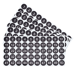 Черный Бумажные стикеры, плоский круглый с узором номера, чёрные, 130x66x0.1 мм, 50 листов / комплект