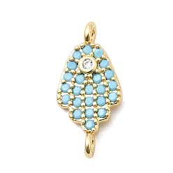 Темно-Голубой Подвески-соединители из латуни с микропаве из кубического циркония, хамса хэнд линкс, реальный 18 k позолоченный, долговечный, стойки покрытие, без свинца и без кадмия, глубокое синее небо, 15x7x3 мм, отверстие : 1 мм