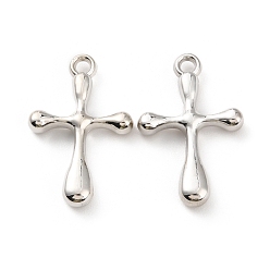 Platinum CCB Plastic Pendants, Cross Charm, Platinum, 35x22.5x5.5mm, Hole: 2.7mm