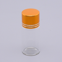 Gold Glass Bead Containers, with Aluminum Lid, Column, Gold, 2.15x5.2cm