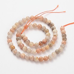 Multi-Moonstone Нити из натуральных бусин из нескольких лунных камней, бусины из лунного и солнечного камня, круглые, 8 мм, отверстие : 1 мм, около 52 шт / нитка, 15.5 дюйм