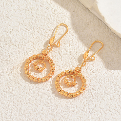 Плоский Круглый Латунные серьги обруча, золотые, плоско-круглые, 45x20 мм