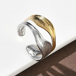 Золотой & Цвет Нержавеющей Стали 304 открытые кольца манжеты из нержавеющей стали, ионное покрытие (ip), золотые и нержавеющая сталь цвет, 12 мм, внутренний диаметр: 18 мм