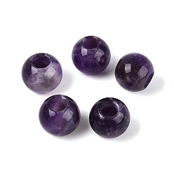 Amethyst Natural Amethyst European Beads, Smooth Round, Large Hole Beads, 12~12.5x10~11mm, Hole: 5mm
